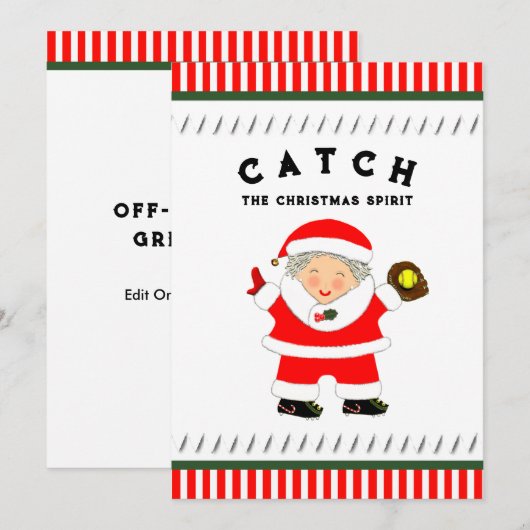 Meisjes Softball Kerstmis Feestdagenkaart (Voorkant / Achterkant)