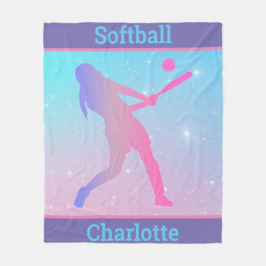 Meisjes Softball Pastel Fleece Deken (Voorkant)