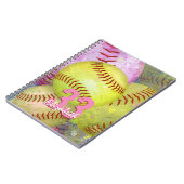 Meisjes Softball Roze, gepersonaliseerd Notitieboek (Linkerzijde)