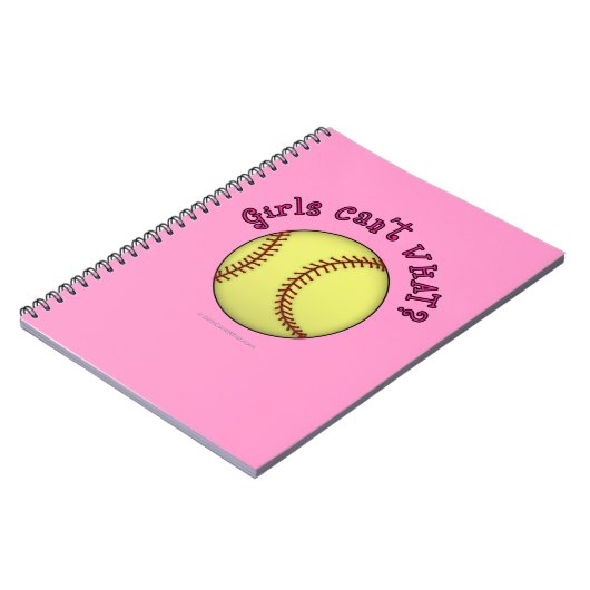 Meisjes Softball-roze tekst Notitieboek (Linkerzijde)