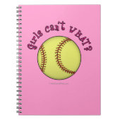 Meisjes Softball-roze tekst Notitieboek (Voorkant)