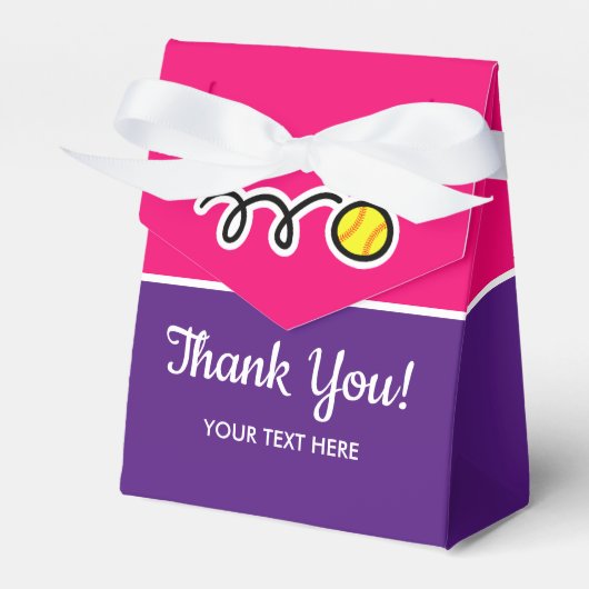 Meisjes softball sport aangepast op Birthday bedan Bedankdoosjes (Voorkant Zijde)