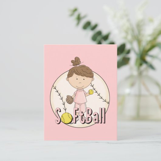Meisjes Softball T-shirts en Gifts Briefkaart (Staand voorkant)