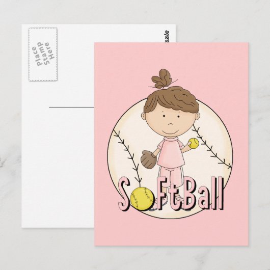 Meisjes Softball T-shirts en Gifts Briefkaart (Voorkant / Achterkant)