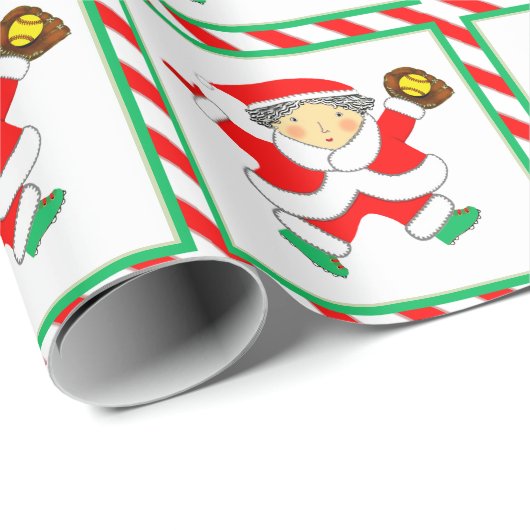 Meisjes Softball Vakantie Gift Cadeaupapier (Rol Hoek)