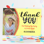 Meisjes Softball Verjaardagsfeestje  Bedankkaart