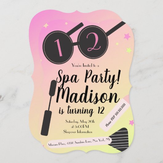 Meisjes Spa Birthday Party Makeup Sleepover Kaart (Voorkant / Achterkant)