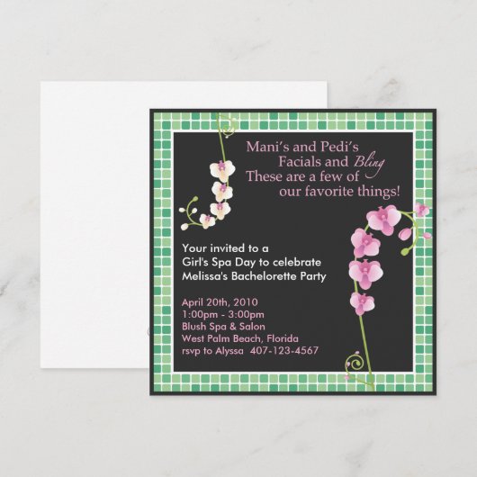 Meisjes Spa Dag. Kaart (Voorkant / Achterkant)