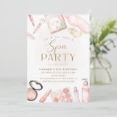 Meisjes Spa Feest Uitnodiging • Waterverf (Staand voorkant)