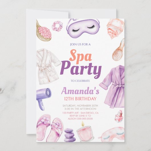 Meisjes Spa Verjaardag Kaart (Voorkant)