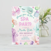 Meisjes Spa Verjaardag, Spa Party Verjaardag Glam  Kaart (Staand voorkant)
