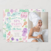 Meisjes Spa Verjaardagsfoto Uitnodiging (Voorkant / Achterkant)