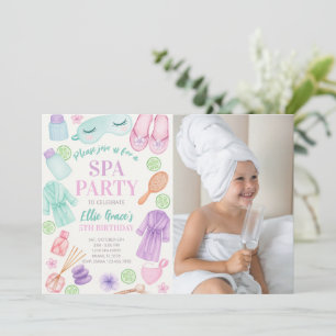 Meisjes Spa Verjaardagsfoto Uitnodiging