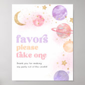 Meisje's Space Party Favorieten teken Poster (Voorkant)