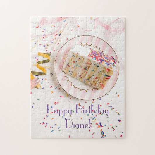 Meisjes Sparkly Sprinkles White Birthday Cake Legpuzzel (Verticaal)