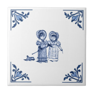  Meisjes & Speelgoed Auto Delft Hoek Blauw & Wit Tegeltje