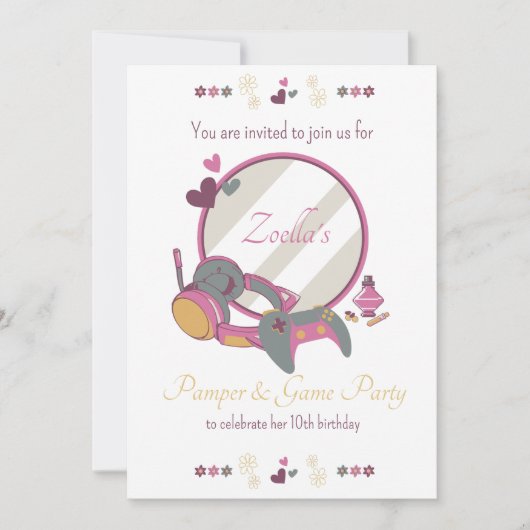 Meisjes spel en verwenpartij kaart (Voorkant)