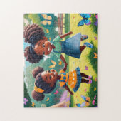 Meisjes spelen 4 Bold en mooie puzzel Legpuzzel (Verticaal)