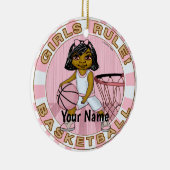 Meisjes spelen basketbal keramisch ornament (Rechts)