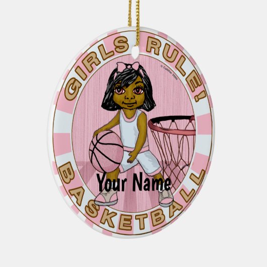 Meisjes spelen basketbal keramisch ornament (Rechts)