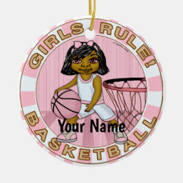 Meisjes spelen basketbal keramisch ornament