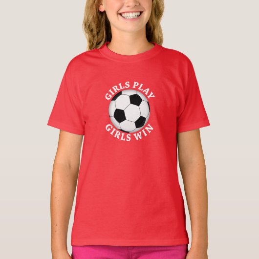Meisjes spelen, Meisjes winnen Voetbal T-shirt (Voorkant)