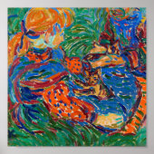 Meisjes spelen met katten | Ernst Ludwig Kirchner Poster (Voorkant)