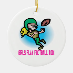 Meisjes spelen ook Football Keramisch Ornament