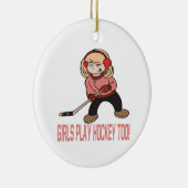 Meisjes spelen ook heockey keramisch ornament (Rechts)