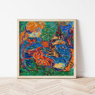 Meisjes spelend met katten Ernst Ludwig Kirchner Poster