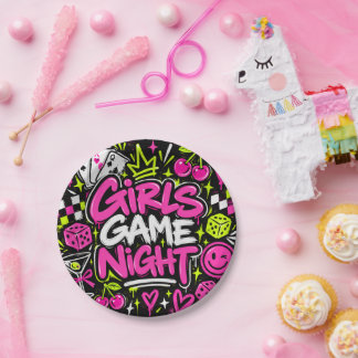 Meisjes spelletjesavond papieren feestborden bordje