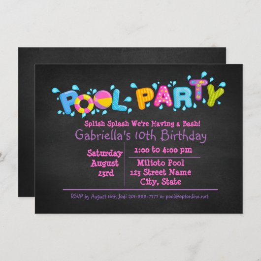 Meisjes Splish Splash komen naar ons Basdepoolfees Kaart (Voorkant / Achterkant)