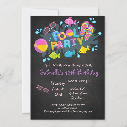 Meisjes Splish Splash komen naar ons Basdepoolfees Kaart (Voorkant)