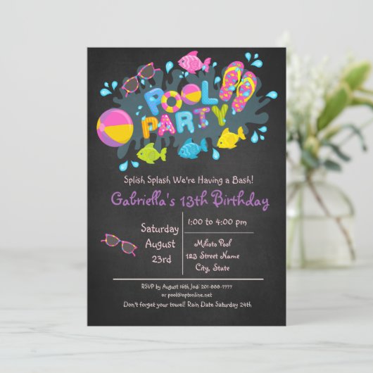 Meisjes Splish Splash komen naar ons Basdepoolfees Kaart (Staand voorkant)