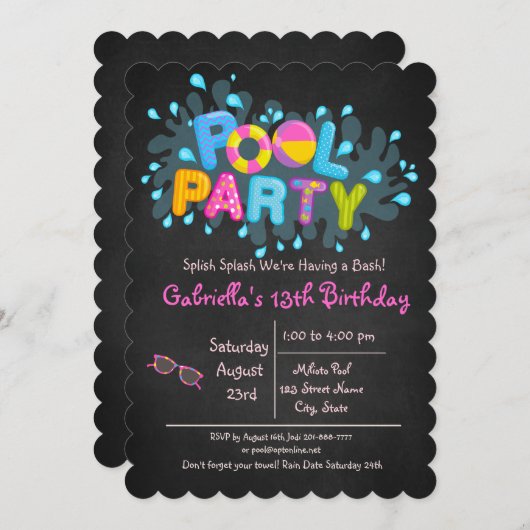 Meisjes Splish Splash komen naar ons Basdepoolfees Kaart (Voorkant / Achterkant)