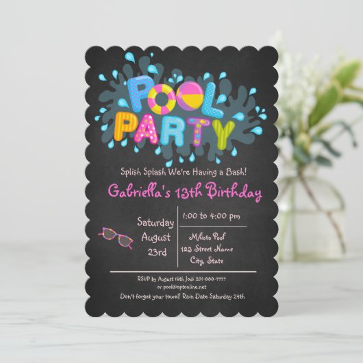 Meisjes Splish Splash komen naar ons Basdepoolfees Kaart (Staand voorkant)