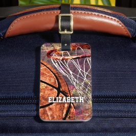 Meisjes Sport Basketbal paarse roze haar naam Bagagelabel