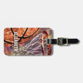 Meisjes Sport Basketbal paarse roze haar naam Bagagelabel (Voorkant horizontaal)