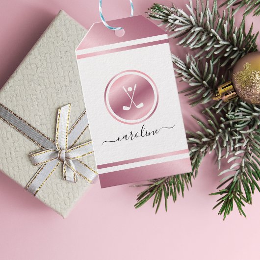 Meisjes Sport Golf Roze Rose Gold Golfer's naam Cadeaulabel