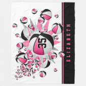 Meisjes Sport Roze Zwart Basketballen Sterren Fleece Deken (Voorkant)
