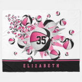 Meisjes Sport Roze Zwart Basketballen Sterren Fleece Deken (Voorkant (Horizontaal))