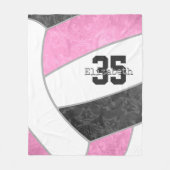 Meisjes sport roze zwart volleybal gepersonaliseer fleece deken (Voorkant)