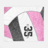 Meisjes sport roze zwart volleybal gepersonaliseer fleece deken (Voorkant (Horizontaal))