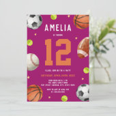 Meisjes Sport Thema Verjaardagsfeest Kaart (Staand voorkant)