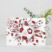 Meisjes sport verjaardagskaroon voetballen sterren aankondiging (Staand voorkant)