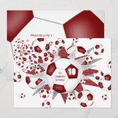 Meisjes sport verjaardagskaroon voetballen sterren aankondiging (Voorkant / Achterkant)