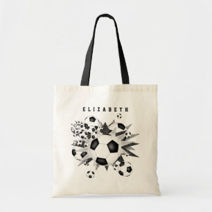 meisjes sport voetbal blowout zwart grijs tote bag