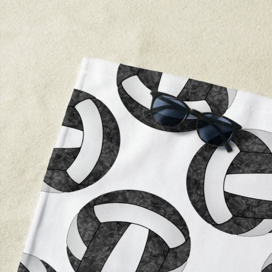 meisjes sport zwart wit volleybal team kleuren strandlaken (In situ)