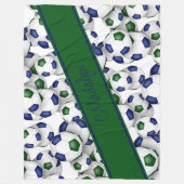 Meisjes sporten blauw groen voetballen patroon fleece deken (Voorkant)