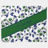 Meisjes sporten blauw groen voetballen patroon fleece deken (Voorkant (Horizontaal))